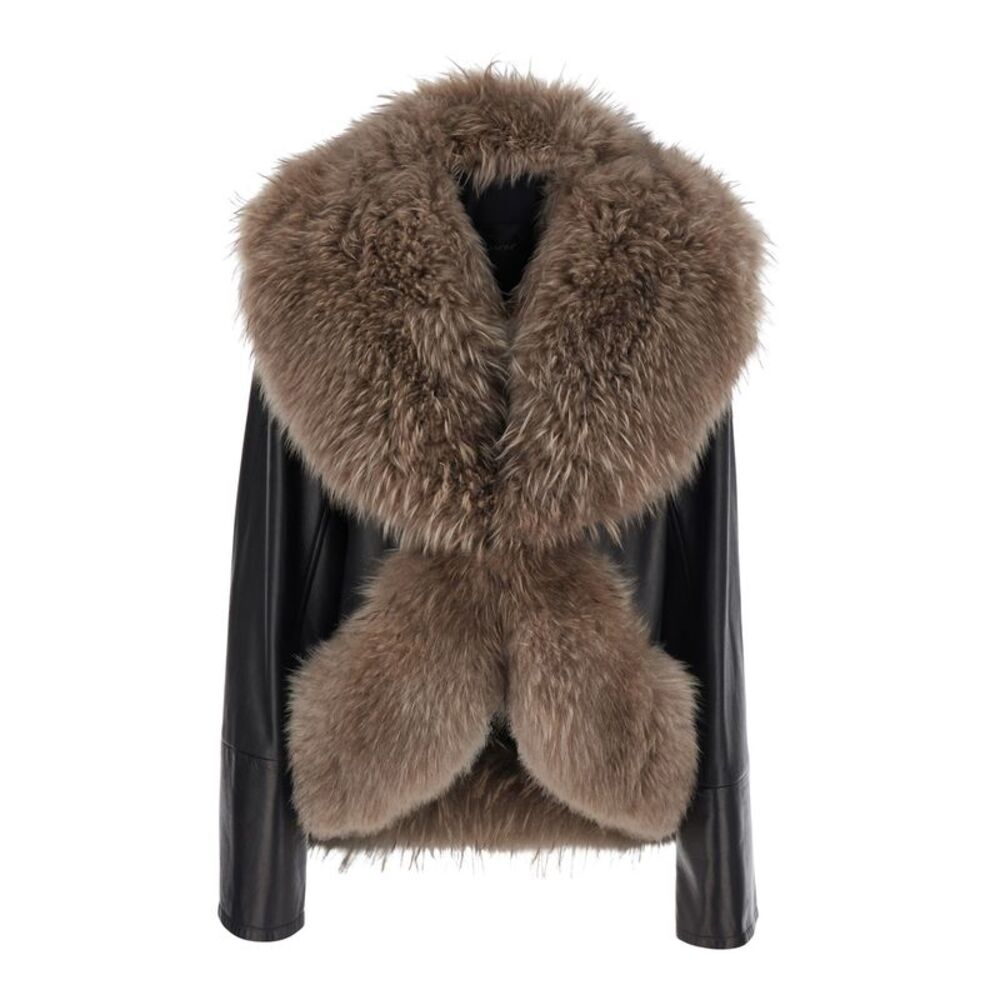 Blancha Women Black Jacket With Fur Design In Leather Woman